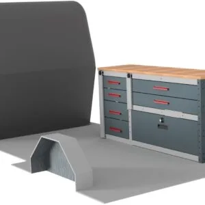 Van Workbench/6 Drawer Unit & Lower Drop Door & Full Width Birchwood Worktop - Height 730mm/Width 1477mm/Depth 435mm
